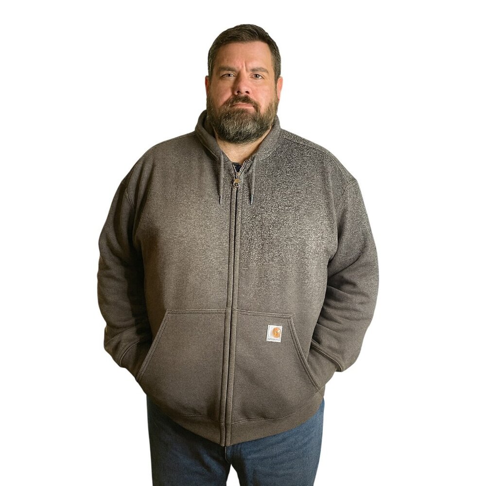 Carhart Rain Defender Men's Gray Heavyweight Full-Zip Hooded Sweatshirt 2XL